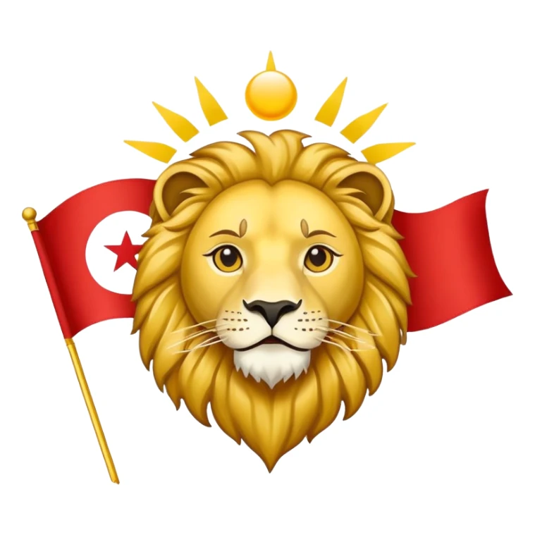 Create a emoji of the old lion and sun flag iran sticker