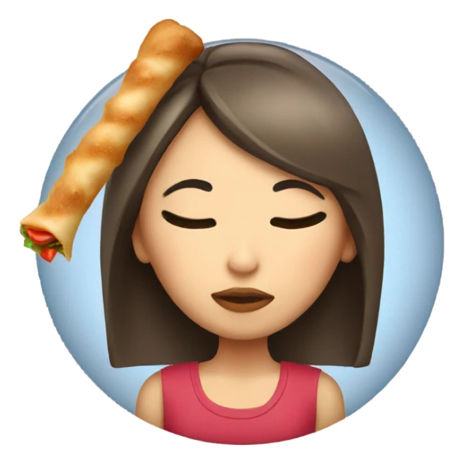 Girl with closed eyes kissing kebab  sticker