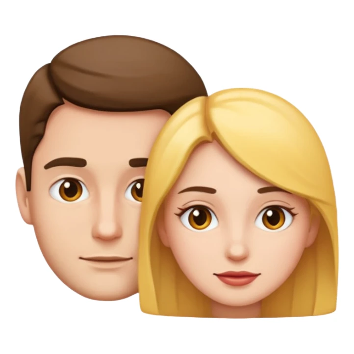 two people, man behind woman, simple and clear emoji style sticker