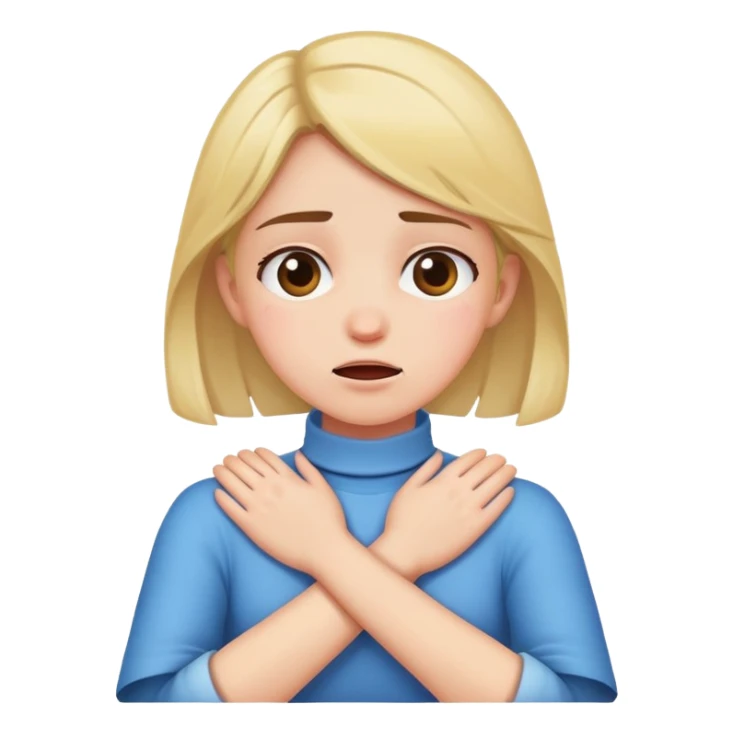 Girl cross arms choking her neck  sticker