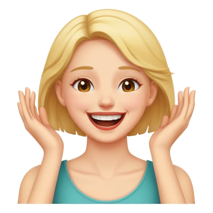 make an emoji with a girl laughing and hands on her neck  sticker