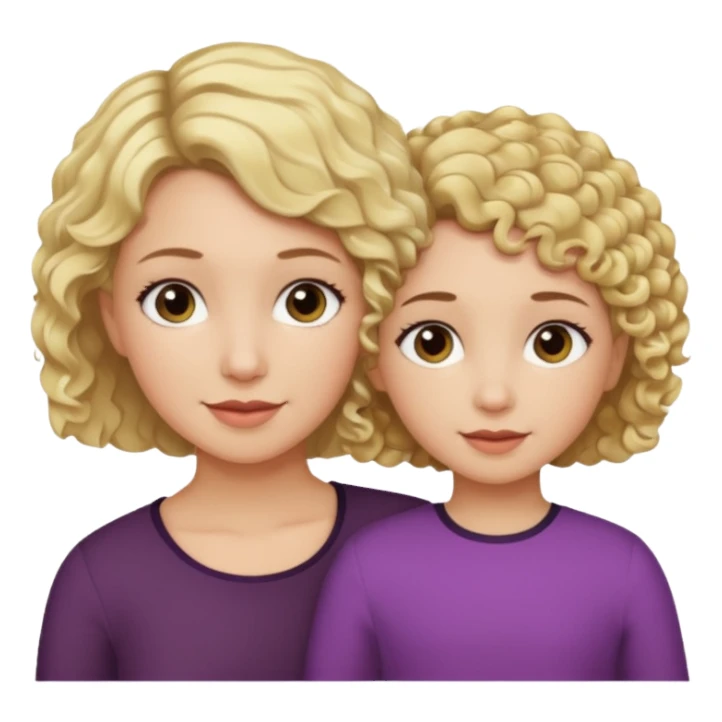 Blonde short hair mom and dark brown curly hair daughter sticker