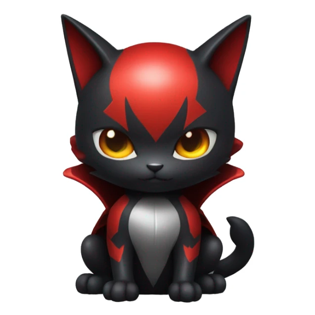 Shiny Black-Red Dark-type-Poison-type-Fakémon-Bat-Cat full body sticker