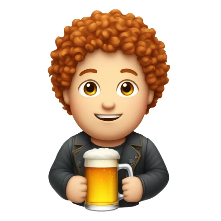 Red curly hair, chubby, drinking beer  sticker