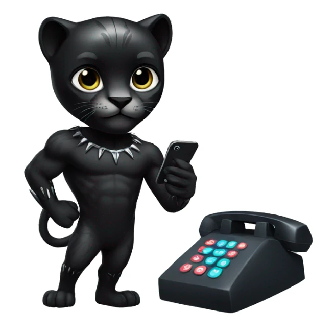 A black panther holding a phone with the number 0 in its paws sticker