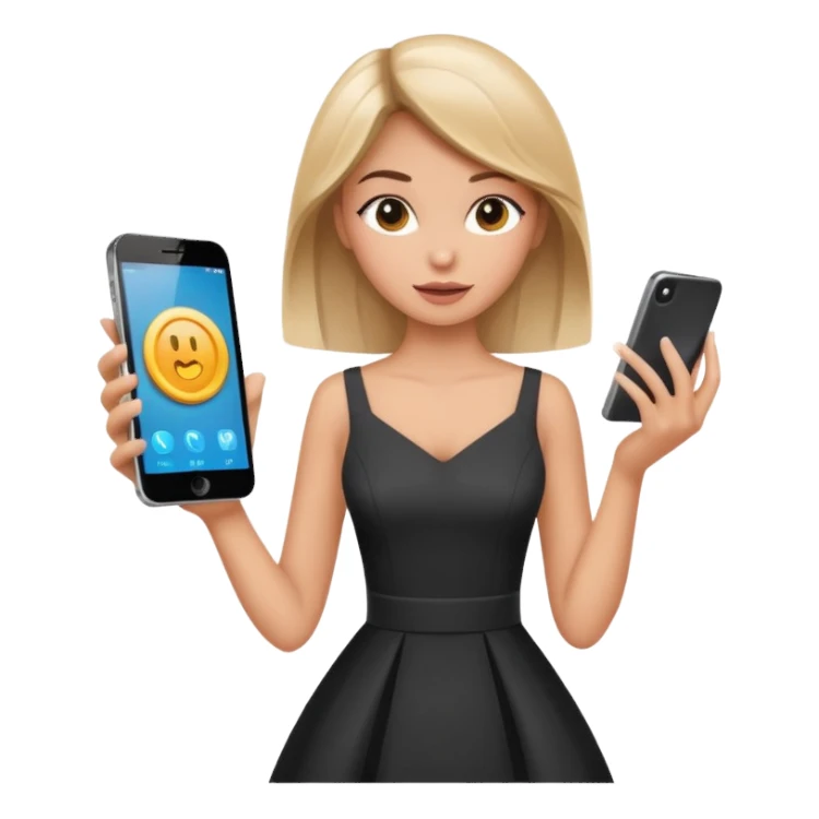 Glam girl tapping a big “buy” button on phone with subtle motion lines — impulsive first-minute shopper sticker