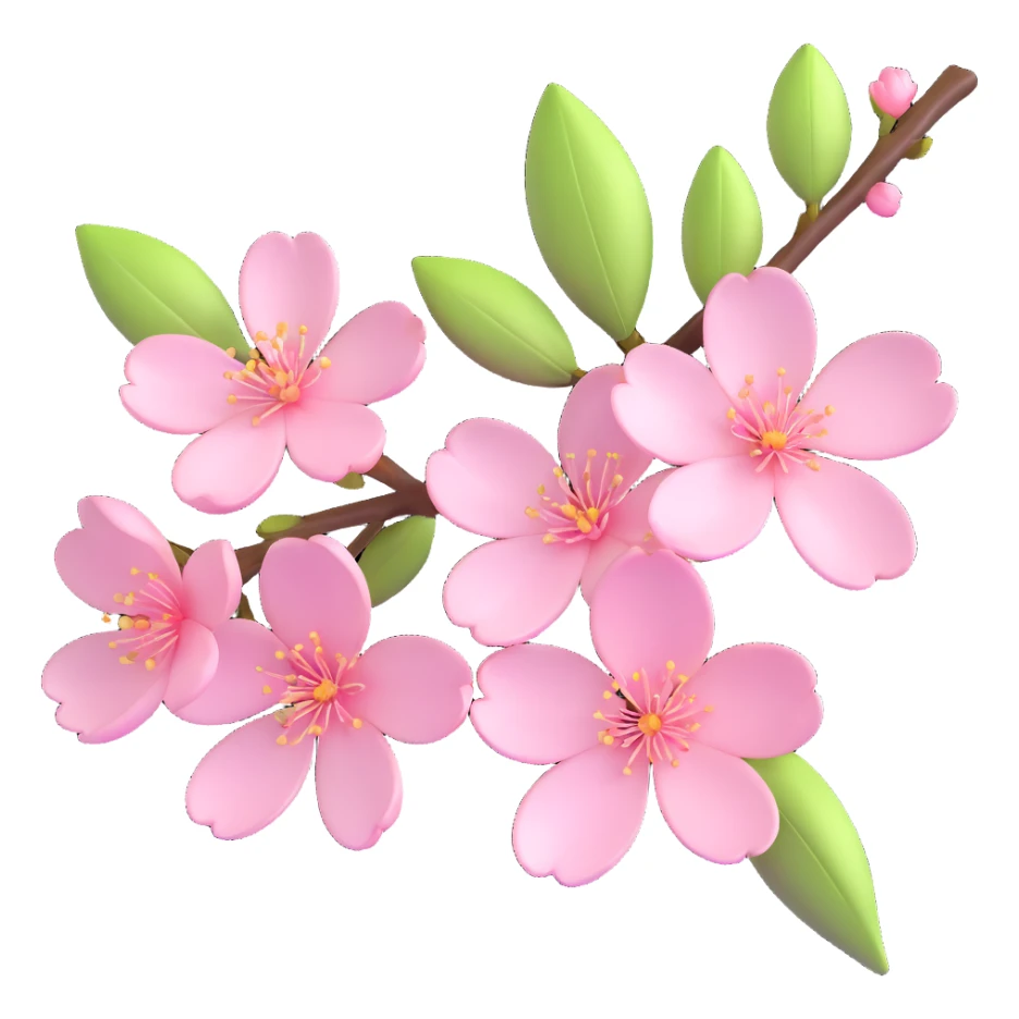 a branch of delicate cherry blossoms, soft pink petals, realistic textures, glossy finish, modern and clean look, soft lighting sticker