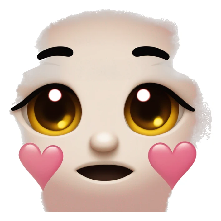 Blushing face with tears in eyes. Hearts all around it sticker