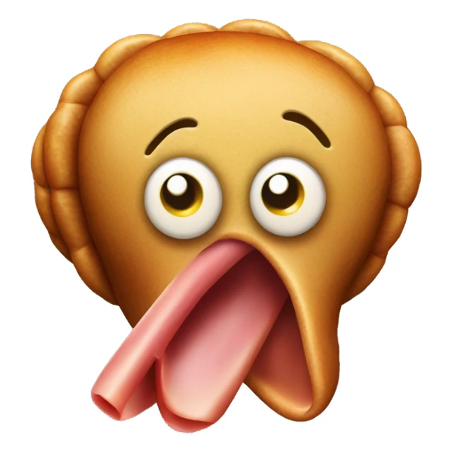 cooked turkey with emoji face tounge sticking sticker