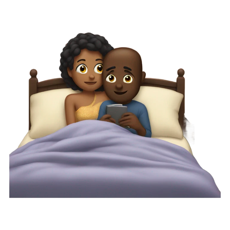 Cuddling in bed watching a movie sticker