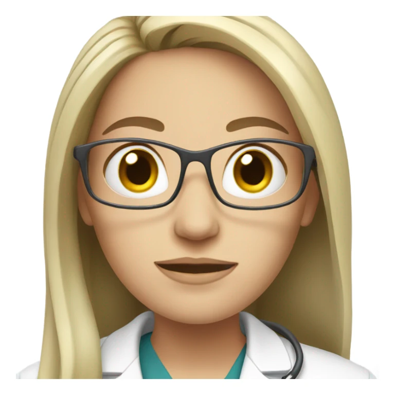 white female doctor with long hair sticker