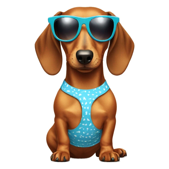 Dachshund wearing sunglasses in a bikini  sticker