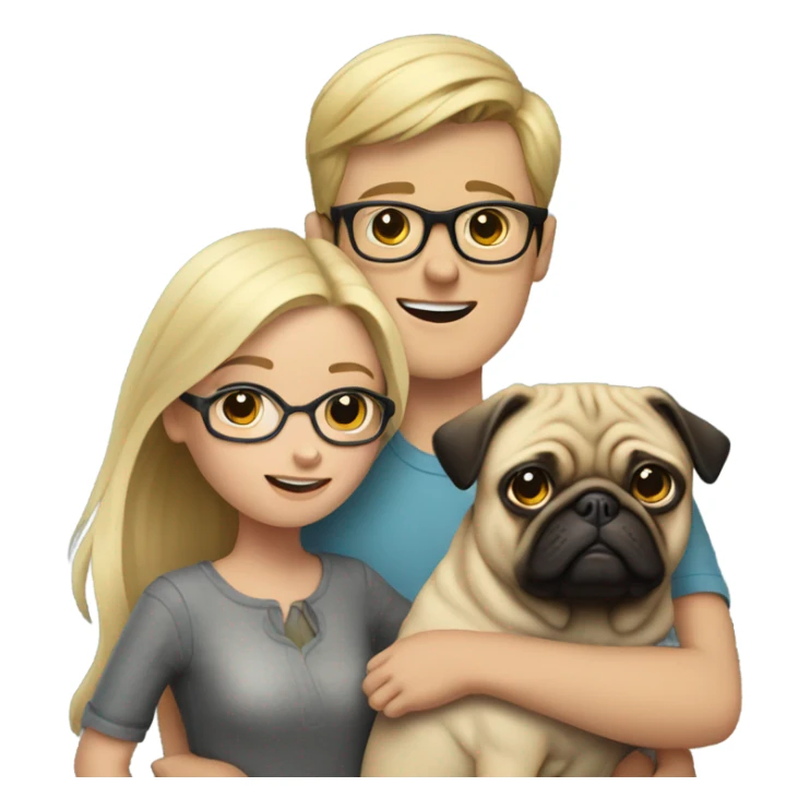 boy in glasses with blonde girlfriend and pug sticker