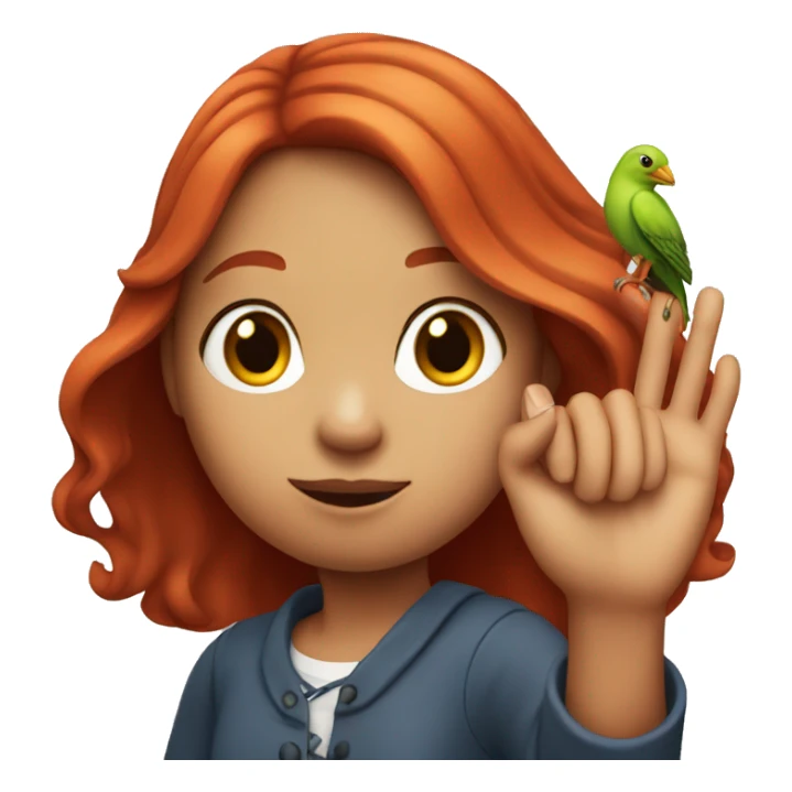 Long Red haired girl with bird on her finger sticker