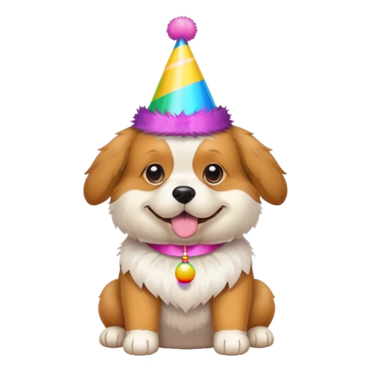 cute dog wearing a party hat sticker