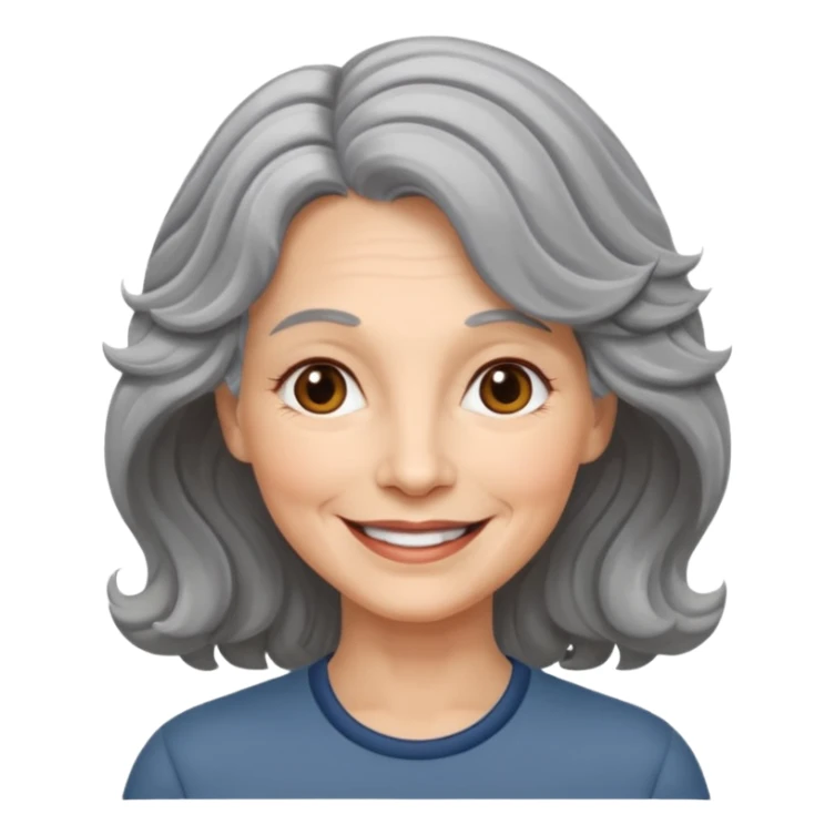 Femme 53 ans cheveux gris ondulés  sticker