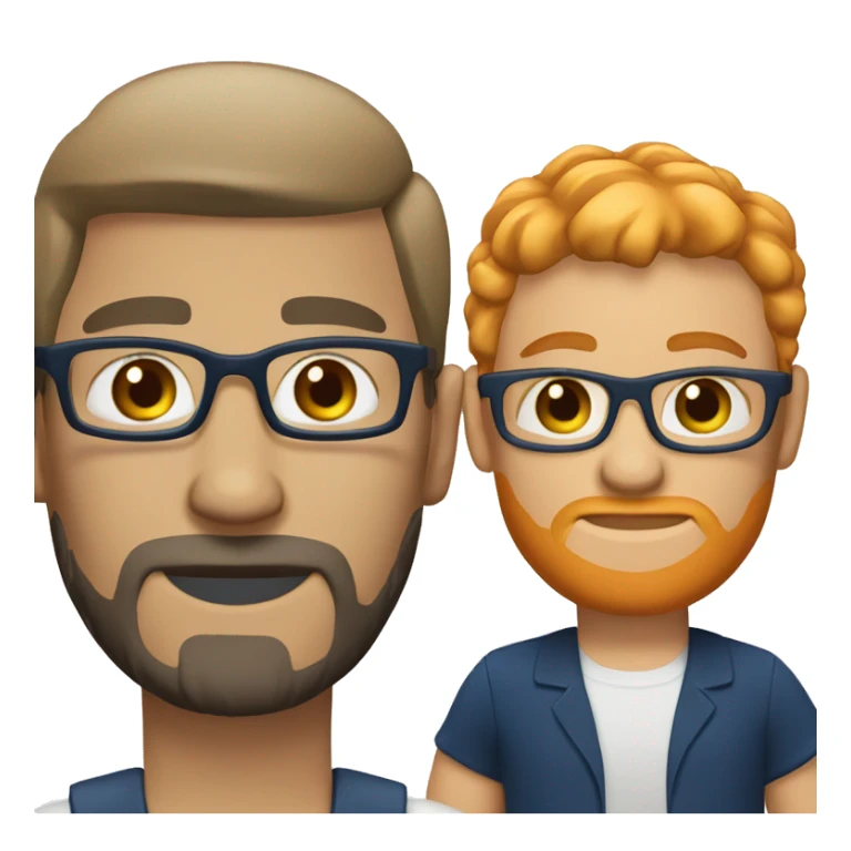 A fast food employee wearing fully dark blue and eyeglass and having a ginger hair and beard sticker