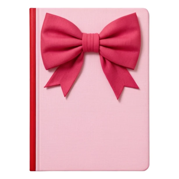 Junk journaling aesthetic book cover, tactile fabric textures, classic framing
Red yarn bow as focal point, soft shadows, calm pastel pink backdrop
Elegant, cozy, artistic, high-end print design sticker