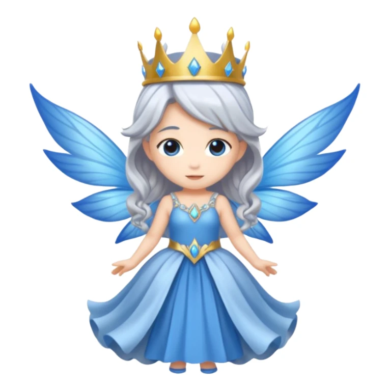  moon  fairy queen silver hair, blue wings, chibi full body sticker