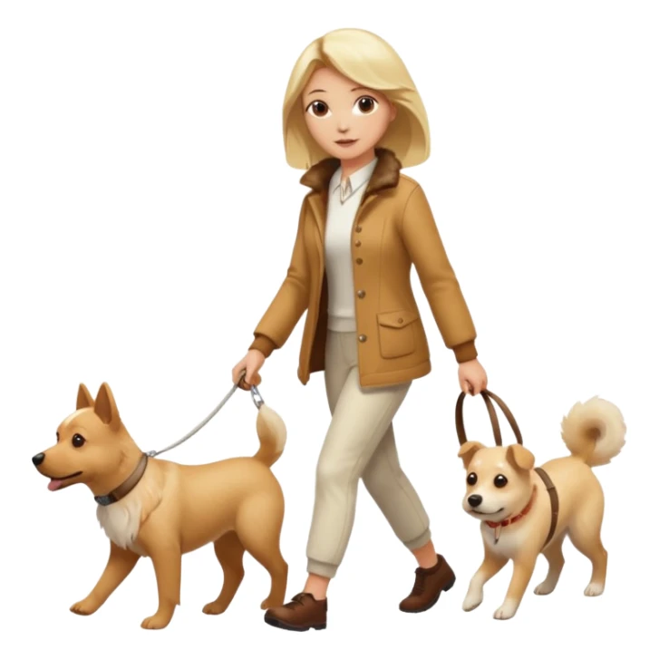 blonde woman wearing white walking only one malese dog sticker
