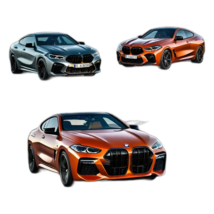 a bmw m8 and a bmw x6 m competition in left sticker