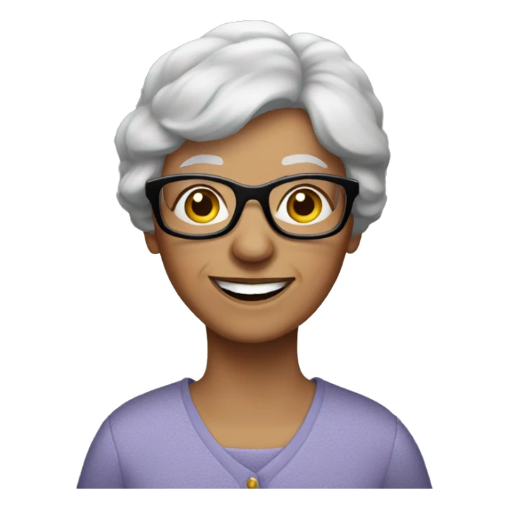 granny with brown straight hair and glasses and braces sticker