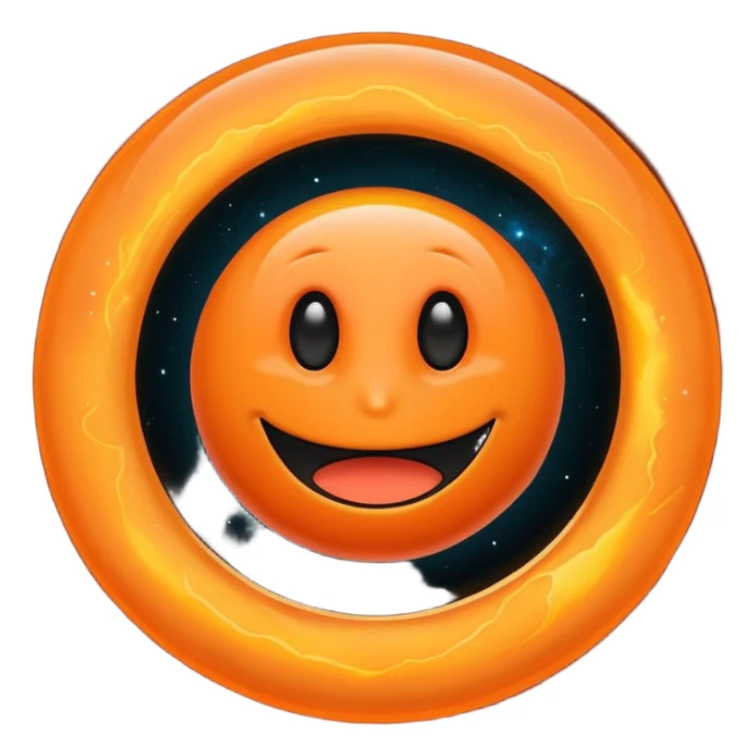 make a blackhole, accretion disk and all, with an orange smiley face, black head, orange ring, orange eyes, orange mouth, no other details sticker