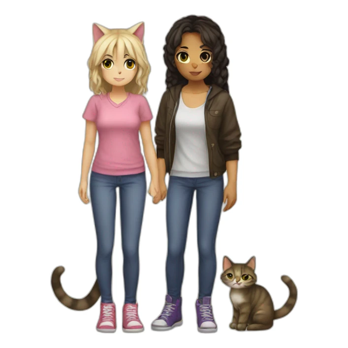 a cat and girl roleplay full body sticker
