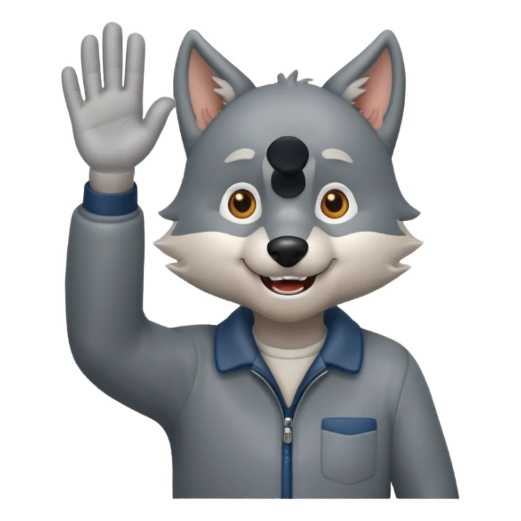 wolfgrandpa waving his hand and his hole body is standing  sticker