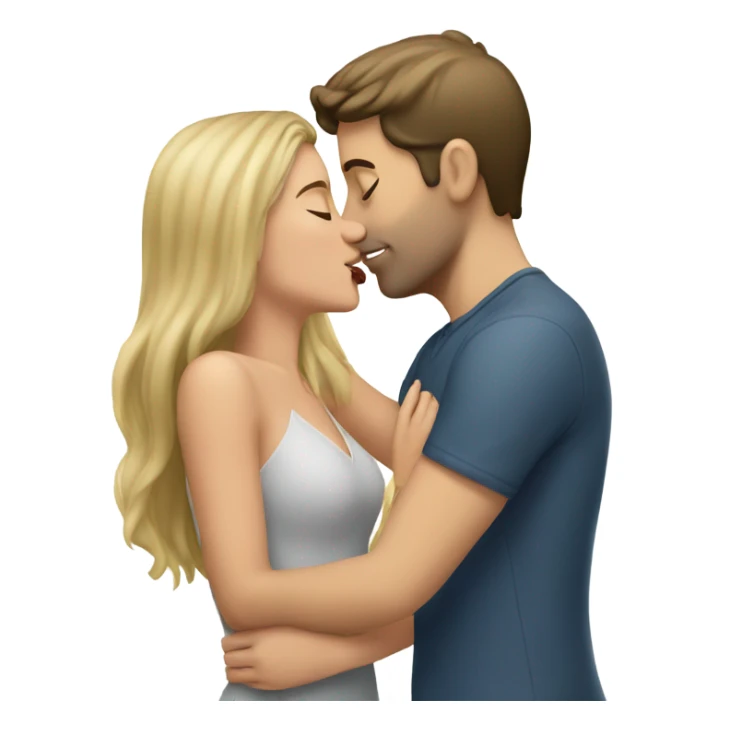 brunette girl kissing blonde man sticker