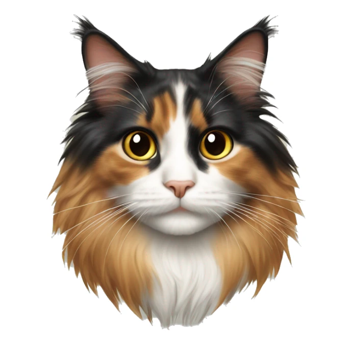 realistic long haired calico cat indoors scene  sticker
