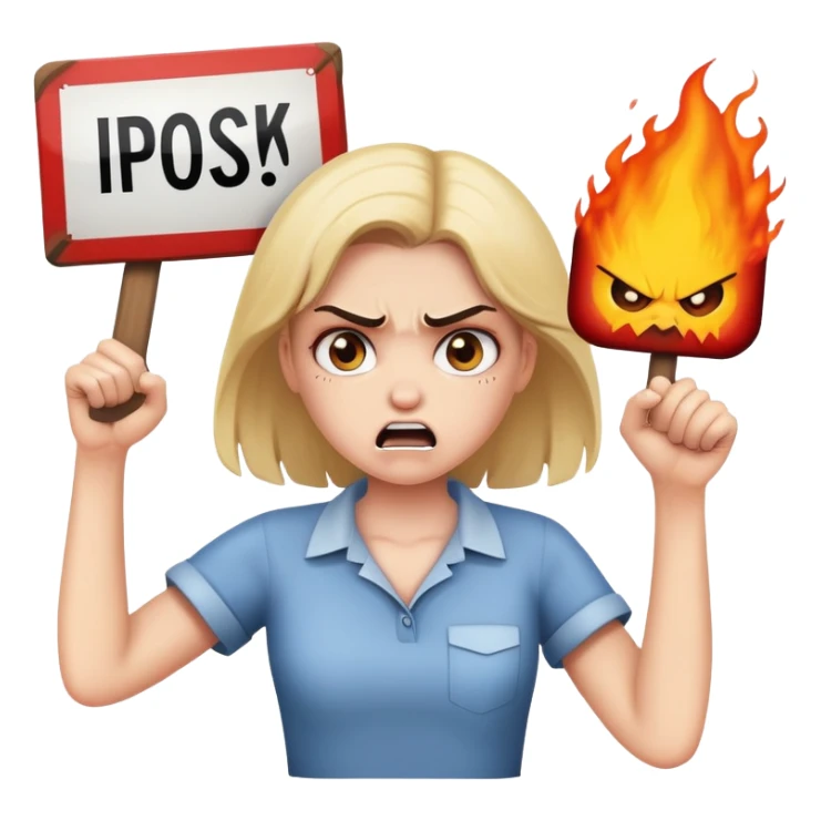 angry girl holding up sign that says cockblock sticker