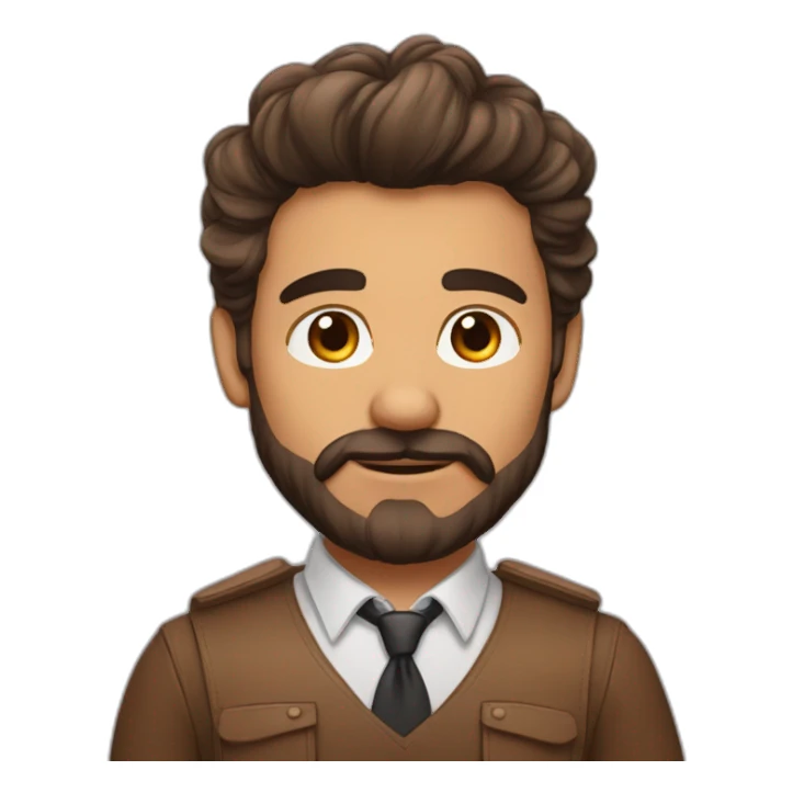 homme brun aux cheveux longs avec une barbiche sticker