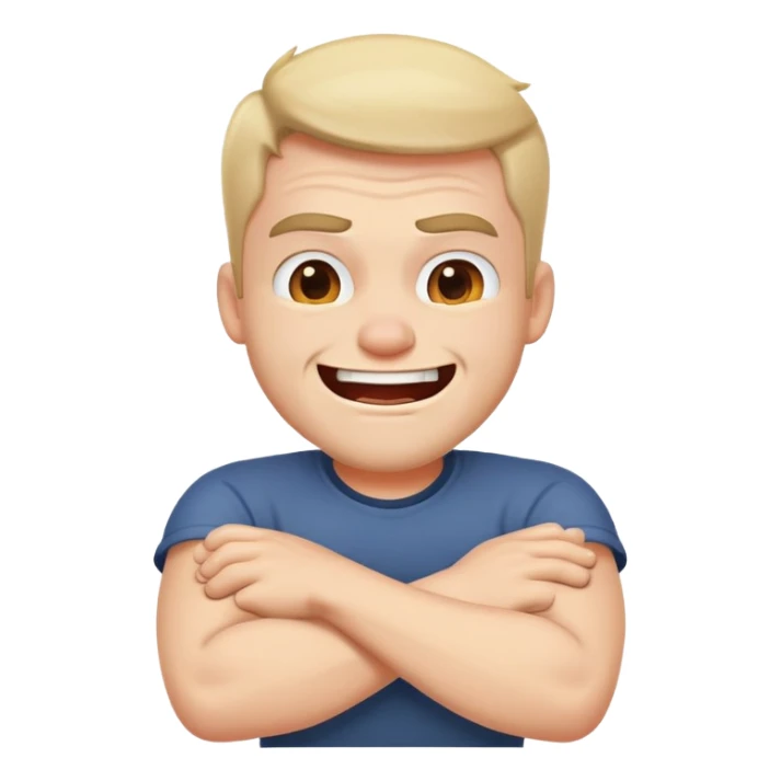 arms crossed around neck angry laughing guy sticker