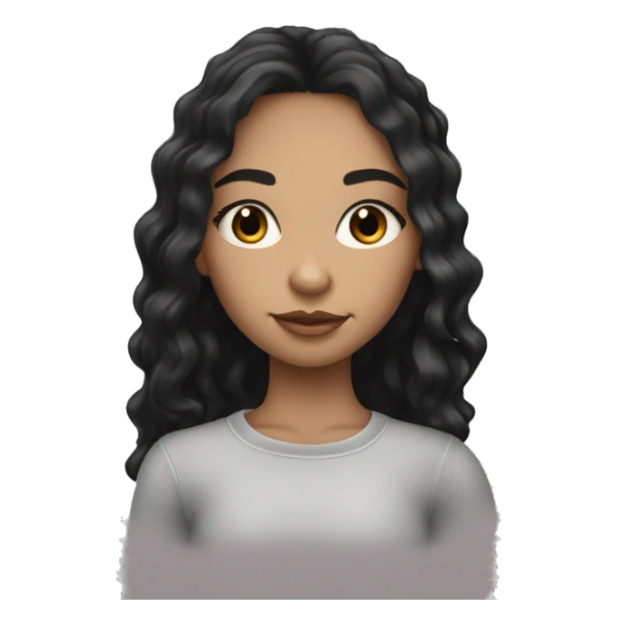 pretty light skinned girl with with lashes black long hair sticker