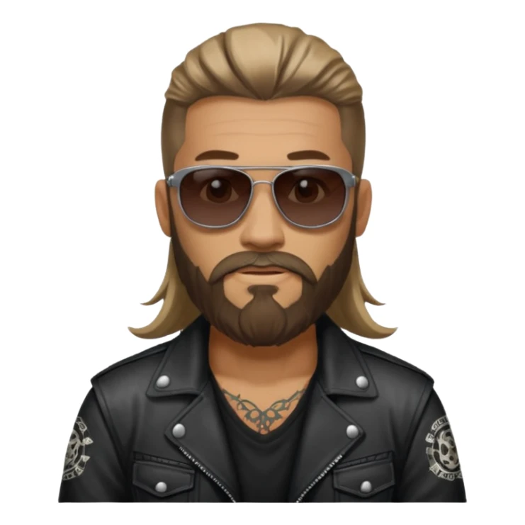 biker gang with sunglass and rugged guy bearded long hair in tatoots sticker