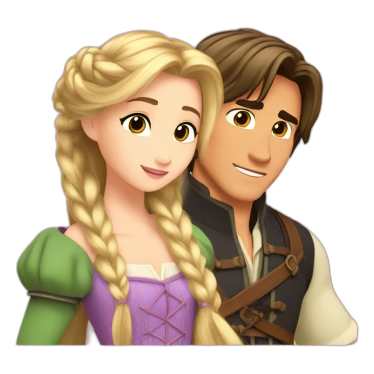 Rapunzel with Flynn Rider anime style sticker