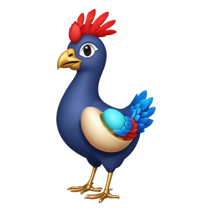 A 3D cartoon Sankofa bird with its head turned backward holding an egg in its beak, symbolizing learning from the past, vibrant colors, smooth lighting, Memoji-style rendering. sticker