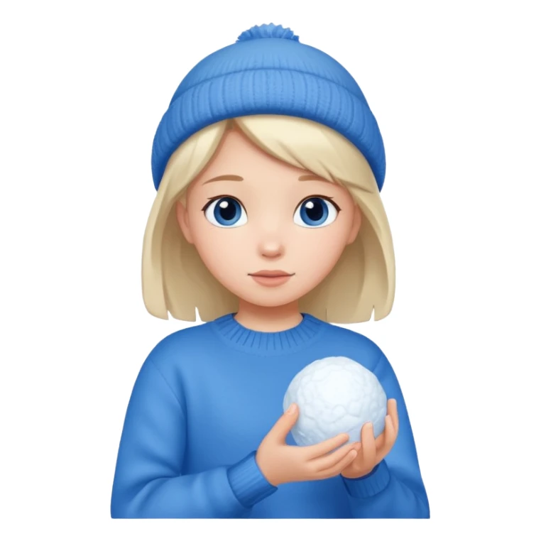 kid girl with sweater holding snowball sticker