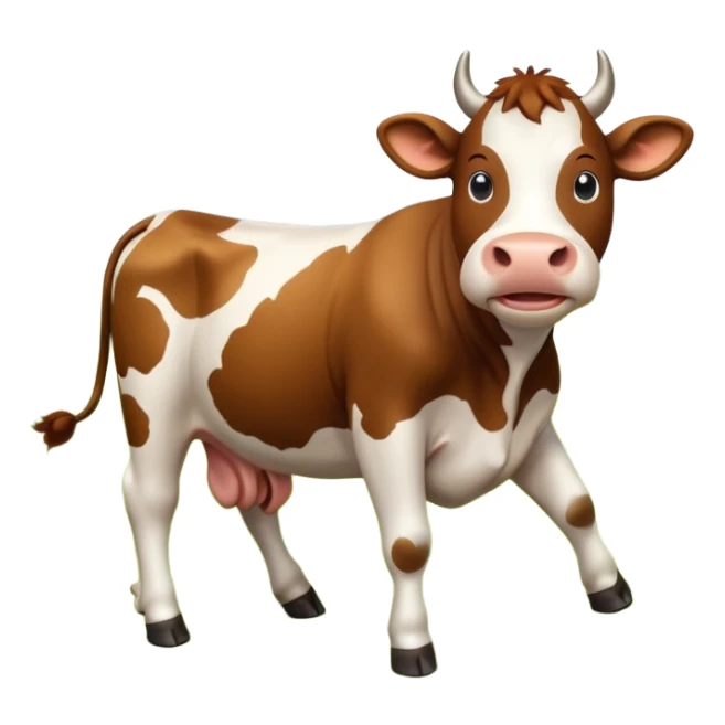 Make a cow dancing on its 2 feet on a grassy field sticker