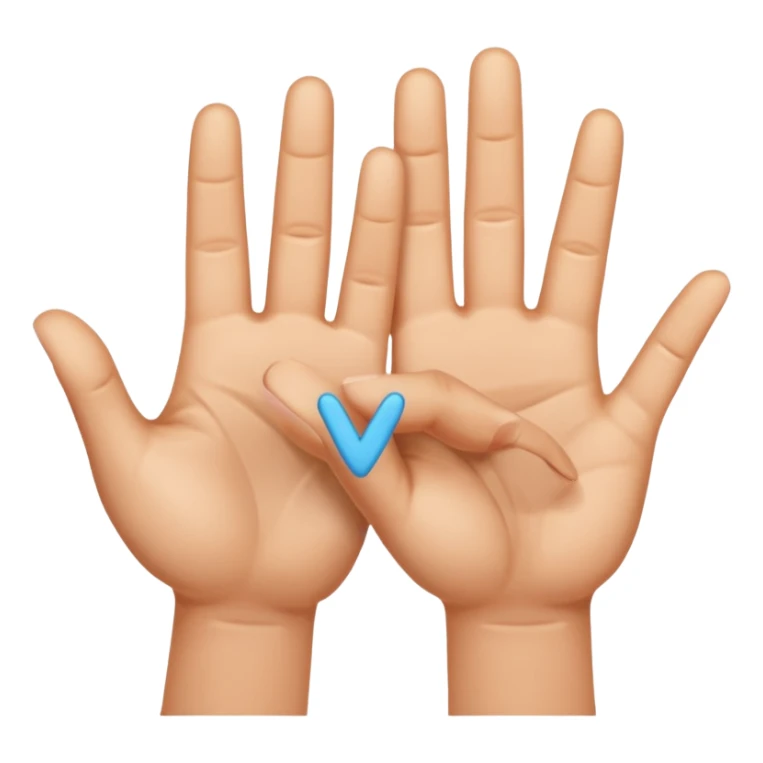 W V as hand signs. 5 fingers on each hand sticker