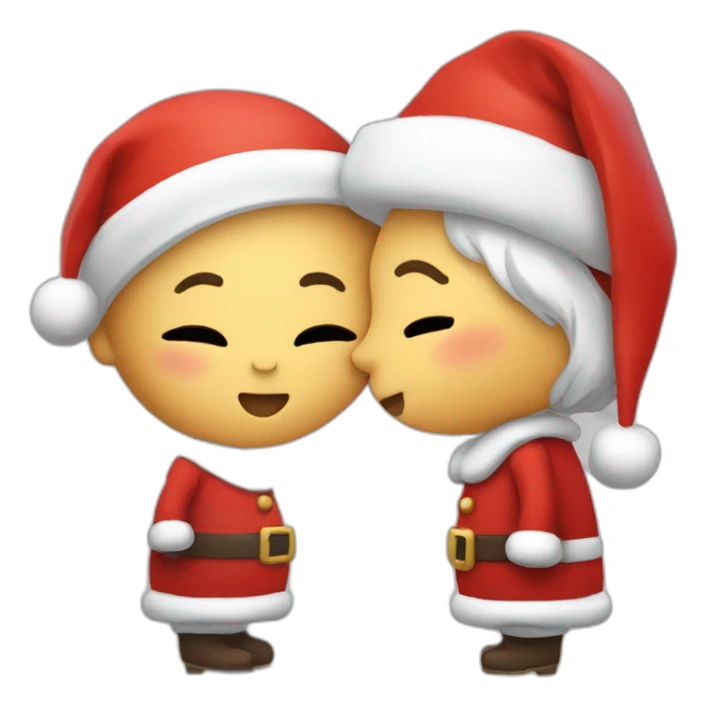 full body santa and mrs. claus kiss hug sticker