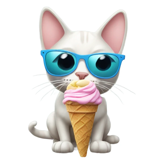 Cat eating ice cream outside with sunglasses  sticker