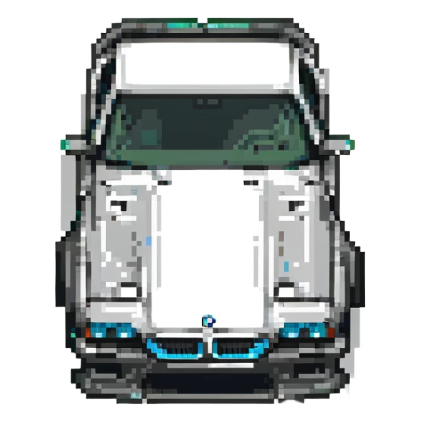 BMW M8 Black edition car, pixel art style, front view sticker