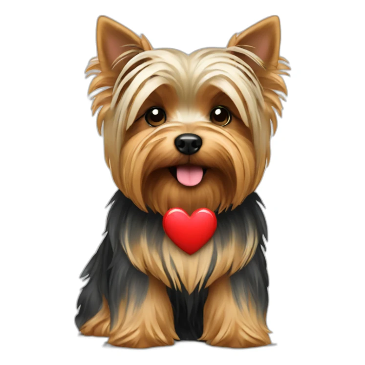 Yorkshire terrier with a heart sticker