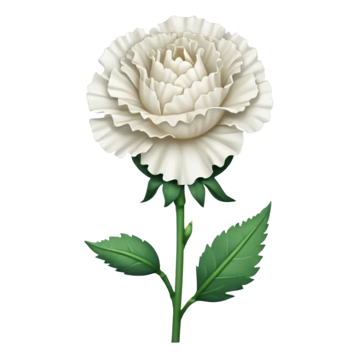 create a white carnation flower with a stem sticker