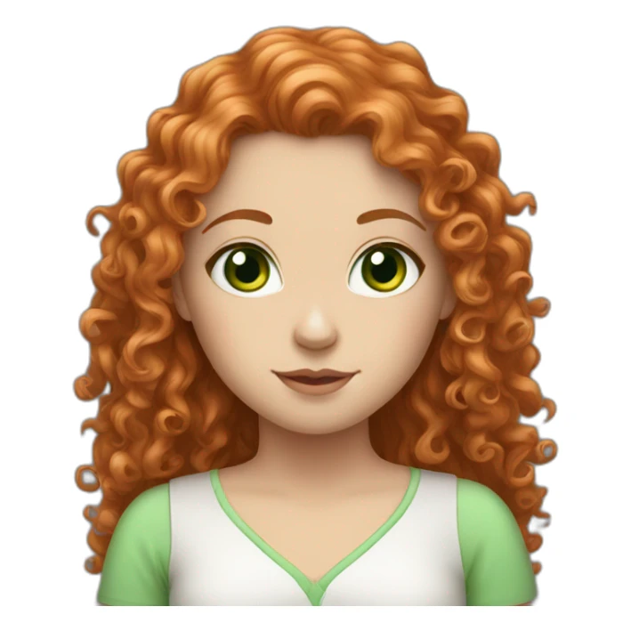 Long Red curly haired white girl with green eyes sticker