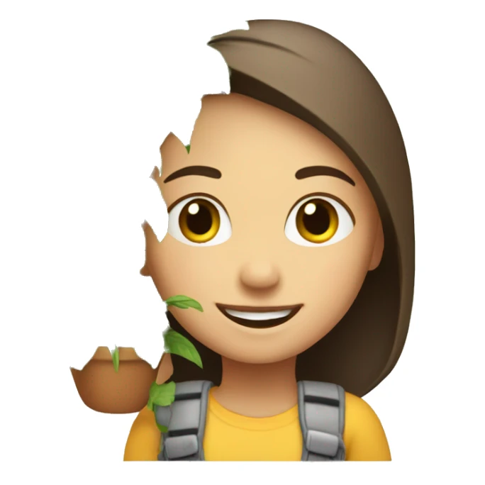 smiling girl with indoor plant sticker