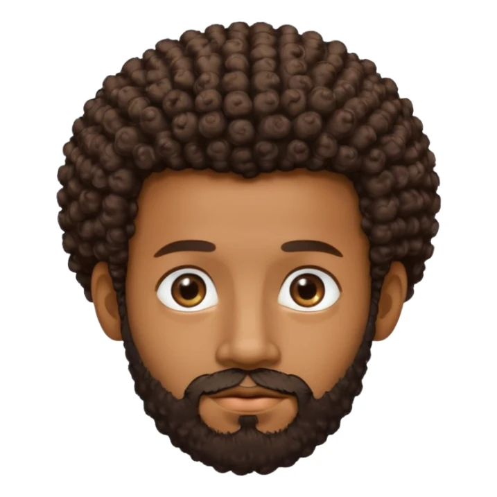 brown skin man with beard and a tiny curly  Afro fade with dark dark brown eyes  sticker
