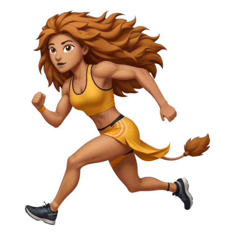 High resolution of a running women lion sticker